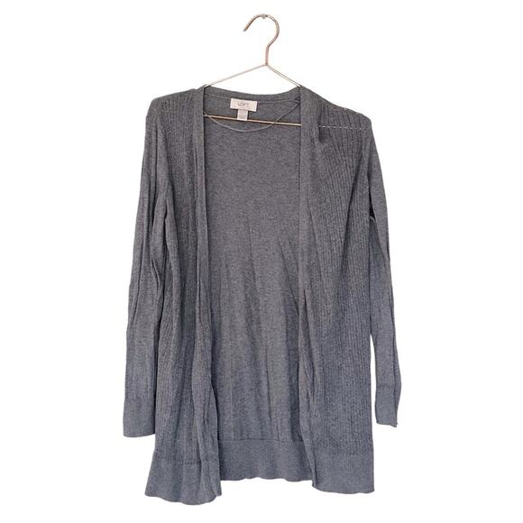 Loft gray open front cardigan size medium - Picture 1 of 6